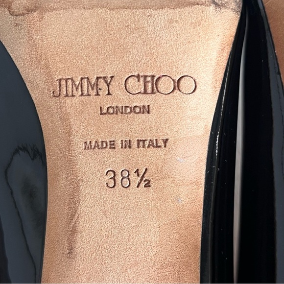 Jimmy Choo Black Patent Leather Stiletto Pumps Preppy Classic EU 38.5/ US 8 - Picture 9 of 15